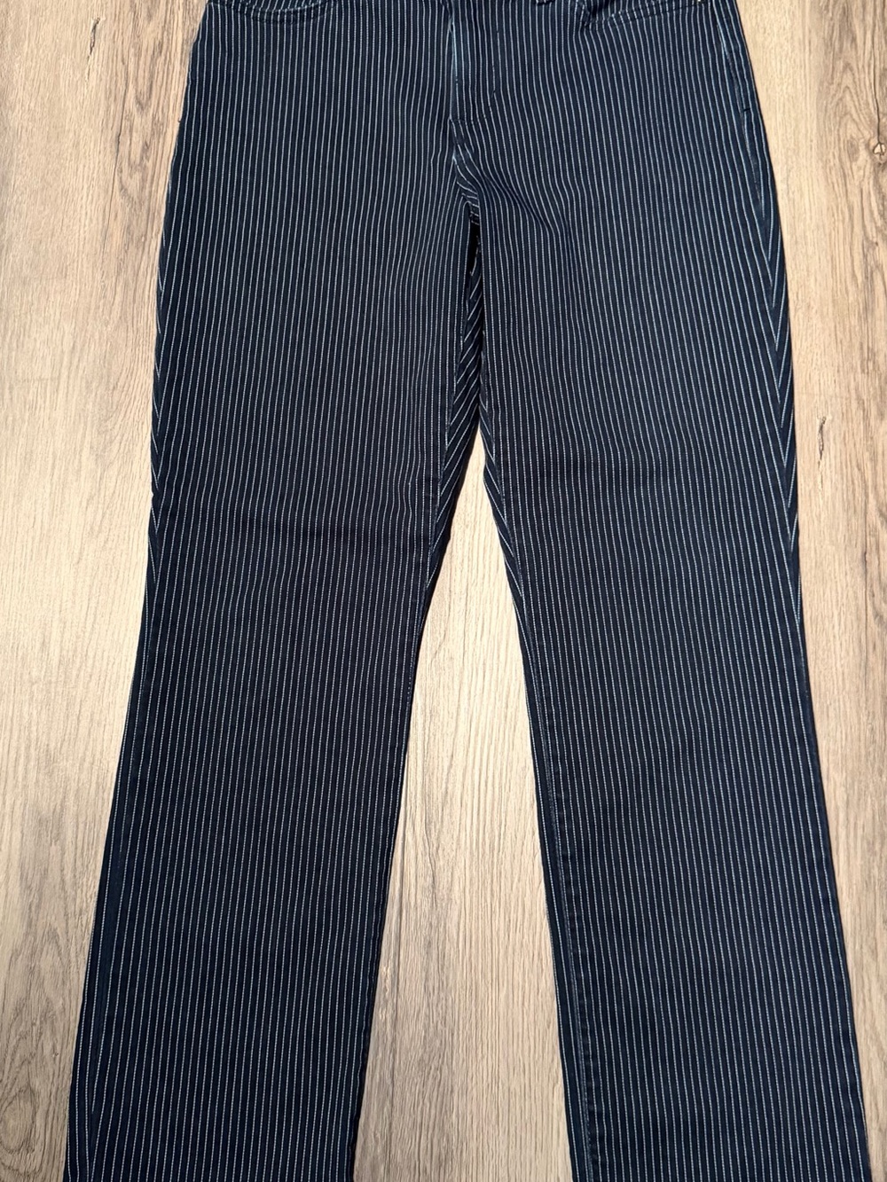 Lee Regular Fit Straight Leg Pinstripe Jeans Mid Rise Navy Size 8 Short